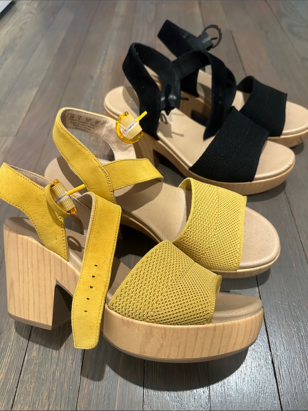 Dr. Scholl's Yellow Suede & Knit Platform Sandal
